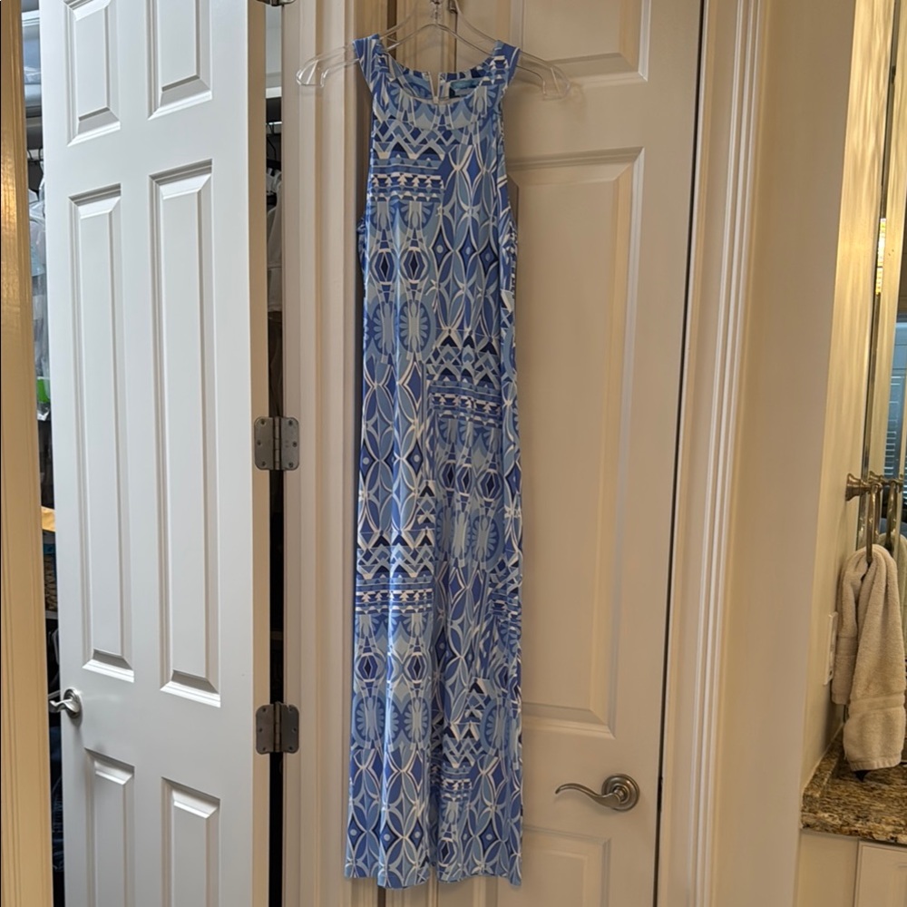 J. McLaughlin Blue and White Strapless Sundress